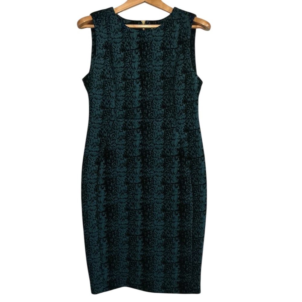 Calvin Klein Black and Teal velvet Midi Dress‎ size 12 - Picture 2 of 9